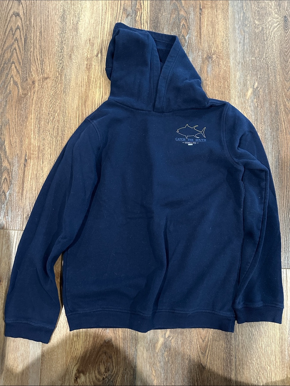 crown & ivy Navy Zip-Up Hooded Sweater